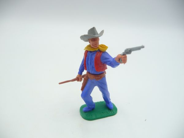 Timpo Toys Cowboy 2nd version standing with pistol + rifle - great colour combination