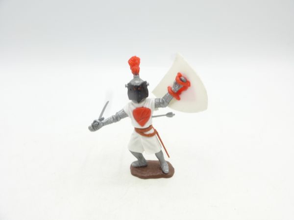 Timpo Toys Visierritter stehend mit Schwert, weiß/rot