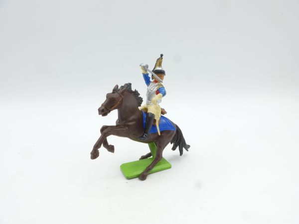 Britains Deetail Waterloo soldier riding, silver/blue uniform