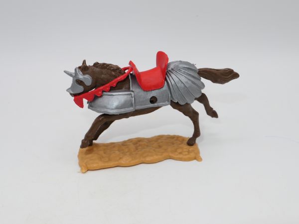 Timpo Toys Armoured horse, dark brown, long-running