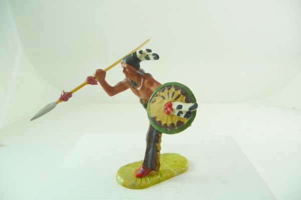 Elastolin 7 cm Indian running with spear, No. 6827, painting 2 - very good condition