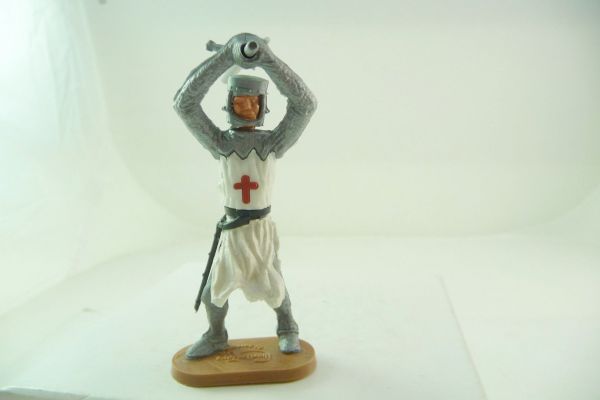 Cherilea Crusader standing, striking with sword ambidextrous over head