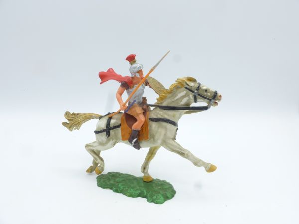 Elastolin 7 cm Horseman with cape (red) + lance, No. 8457 - great horse