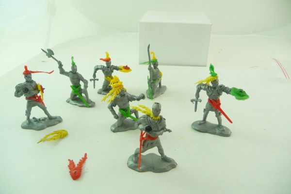 6 knights (similar to Britains Swoppets) - few parts missing, see photos