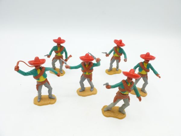 Timpo Toys Great set of Mexicans (6 figures), green/yellow, grey legs