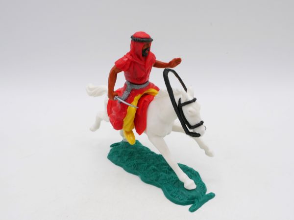 Timpo Toys Arab on horseback, red, silver belt