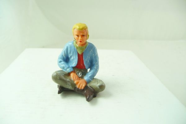 Elastolin 7 cm Trapper / Cowboy sitting without hat, No. 6961 - top condition