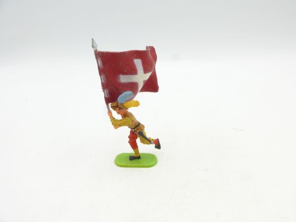 Elastolin 4 cm Landsknecht storming with flag, No. 9025