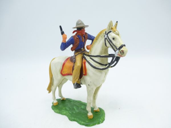 Elastolin 7 cm Bandit zu Pferd mit Pistole, Nr. 7001