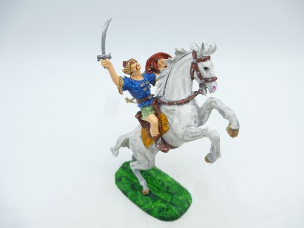 Hun with scimitar + shield - on great rearing horse