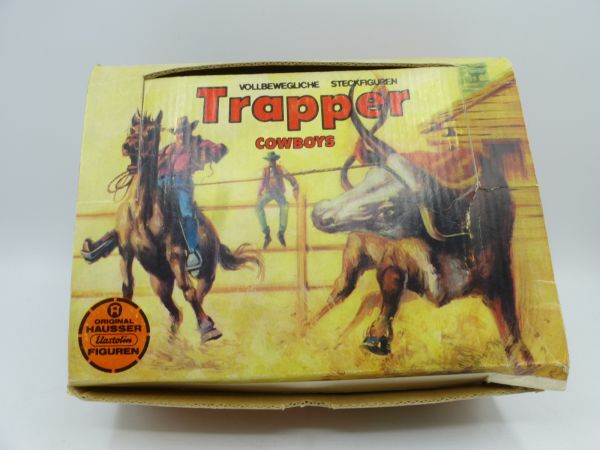 Elastolin 5,4 cm Bulk box with 4 Cowboys / Trappers, riding