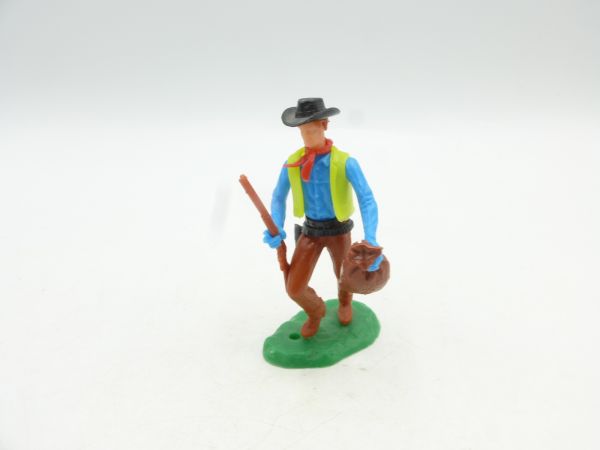 Elastolin 5,4 cm Cowboy vorgehend mit Gewehr + Geldsack