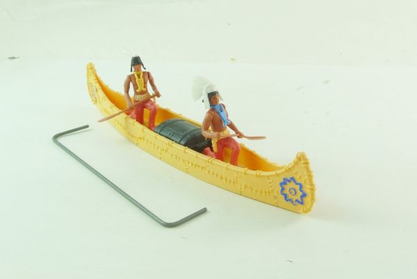 Plasty Kanu, gelb mit 2 Indianern und Ladung inkl. Stange
