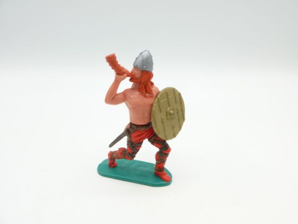 Timpo Toys Viking with horn, golden shield, rare red legs