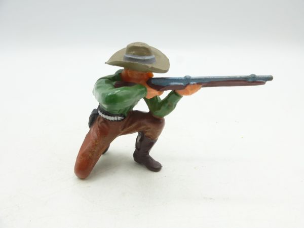 Elastolin 7 cm Cowboy kneeling shooting (green shirt), No. 6964