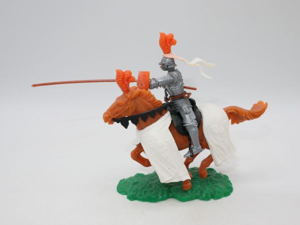 Elastolin 5,4 cm Knight on horseback with lance + shield (orange shield)