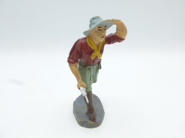 Cowboy with pistol, peeping, Italian compound figure (9 cm)