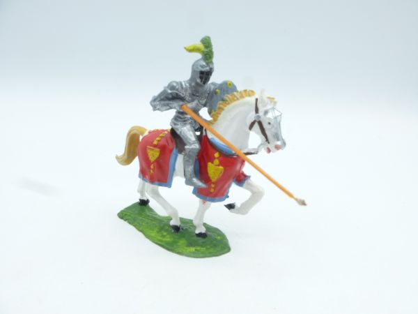 Elastolin 4 cm Knight on horseback, lance down, No. 8966 - great painting