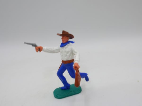 Timpo Toys Cowboy 2. Version laufend mit Geldtasche + Pistole - tolle Farbkombi