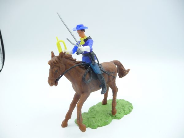 Elastolin 7 cm Union Army Soldier riding with sabre + trumpet