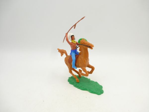 Elastolin 5,4 cm Indian on horseback with spear + shield, further weapon in belt