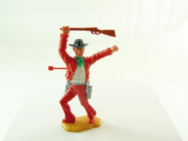 Timpo Toys Cowboy 3. Version, Pfeil in der Seite, rot/weiß - schöner Kopf