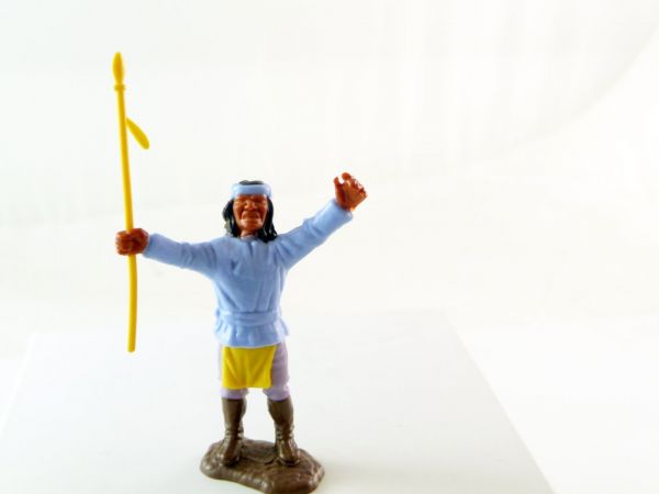 Timpo Toys Apache stehend mit Speer auf seltenem Unterteil
