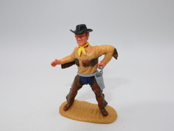 Timpo Toys Cowboy 4. Version stehend, Pistole ziehend, mit Fransenhemd