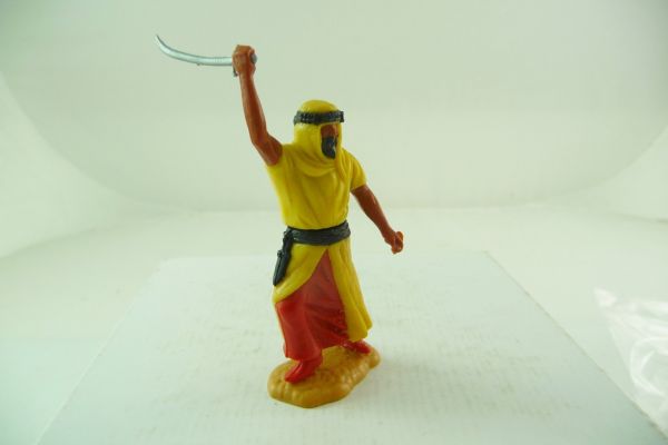 Timpo Toys Araber stehend mit Krummsäbel, gelb, Innenkleid rot