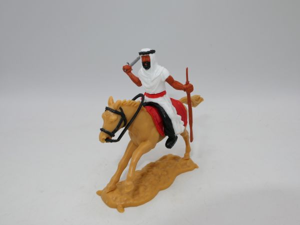 Timpo Toys Arab on horseback, white with sabre + rifle