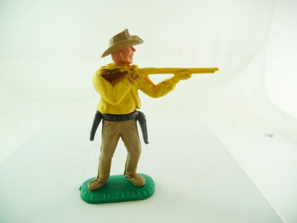 Timpo Toys Cowboy 1. Version, Gewehr schießend, dunkelgelb