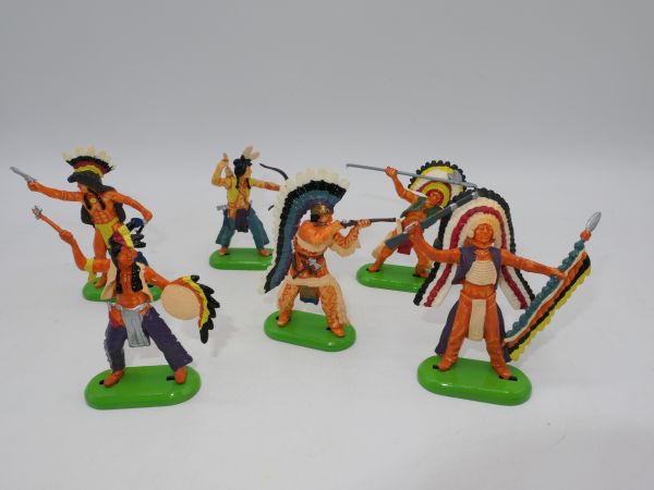 Britains Deetail Set of Indians on foot (6 figures), made in China - brand new