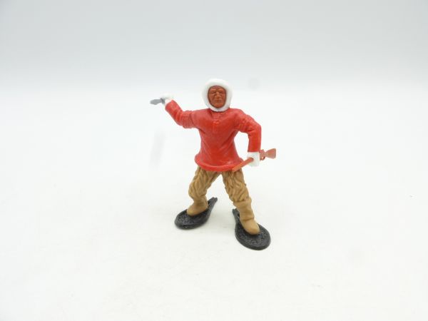 Timpo Toys Eskimo (rot) mit Messer + Gewehr, Beine beige