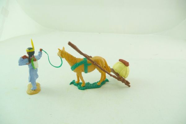 Timpo Toys Indianer mit Travois (Ladung hellgelb/beige)