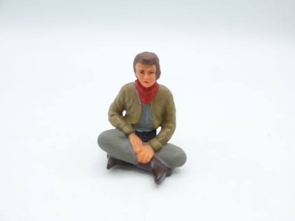 Elastolin 7 cm Cowboy sitting without hat, No. 6961 - very good condition