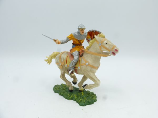 Elastolin 7 cm Norman on horseback with sword, No. 8856 - top condition