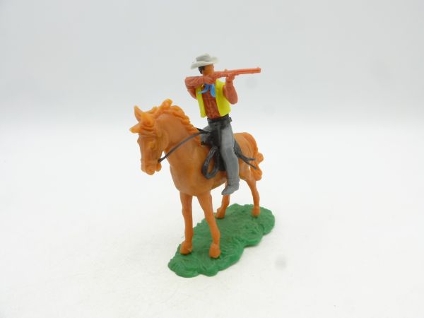 Elastolin 5,4 cm Cowboy reitend, Gewehr schießend - schönes Pferd