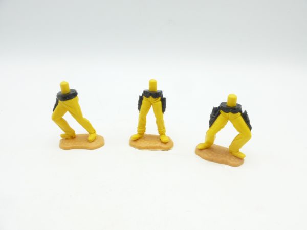 Timpo Toys 3 different Cowboy lower parts, dark yellow, black holsters