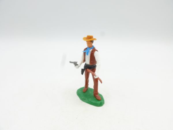Elastolin 5,4 cm Cowboy with pistol + rifle - rare neckerchief