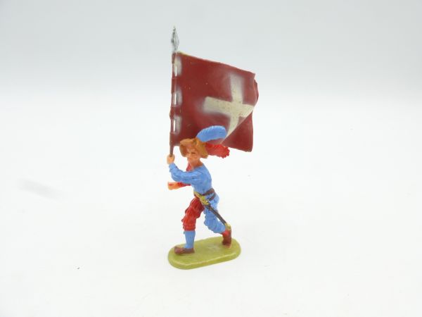 Elastolin 4 cm Lansquenet storming with flag, No. 9025 - nice figure