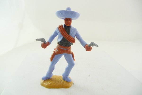 Timpo Toys Mexikaner stehend, mit 2 Pistolen schießend, hellblau/schwarz
