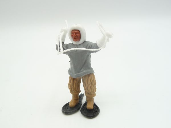Timpo Toys Eskimo mit Harpune, grau, Beine beige