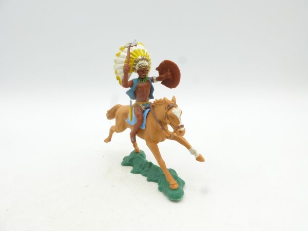 Britains Swoppets Chief riding with tomahawk + shield