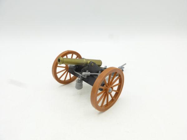 Timpo Toys Field Gun, civil war cannon, medium brown wheels