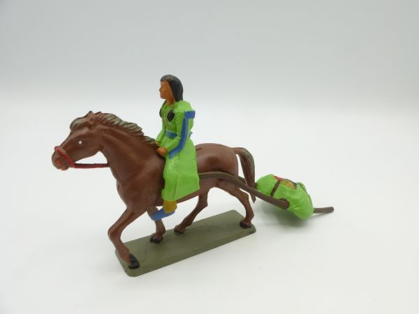Starlux Rare travois, Indian woman riding with load - great colours