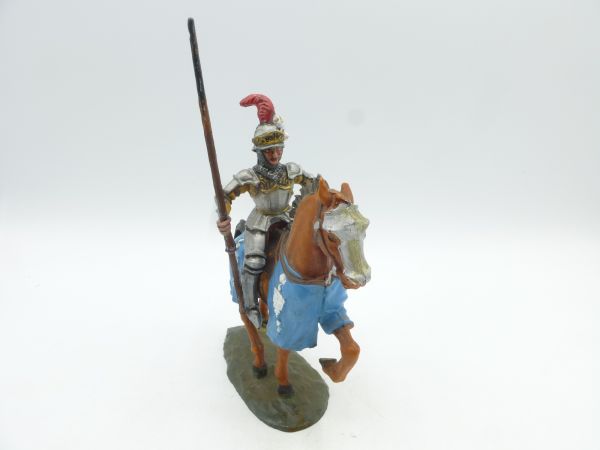 Elastolin 7 cm Ritter zu Pferd, Lanze hoch, Nr. 8965 - Sammlerbemalung