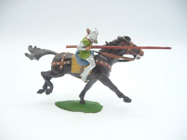 Elastolin 4 cm Norman with lance on horseback (light green), No. 8855 - early figure