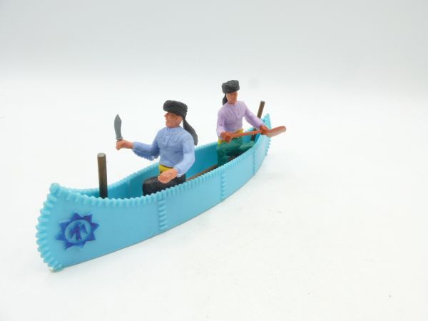 Timpo Toys Kanu mit 2 Trappern, türkis mit blauem Emblem