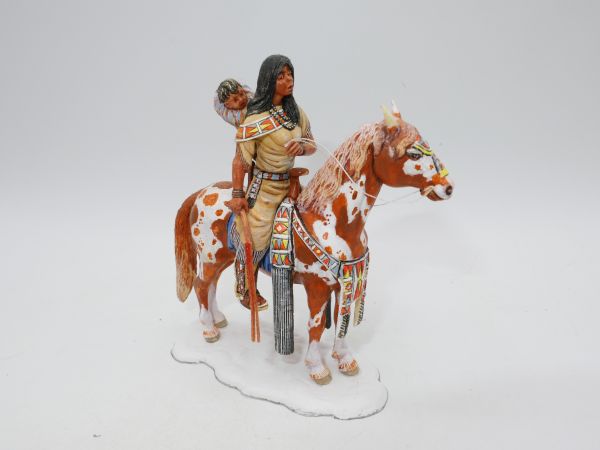 Indian woman on mustang with baby - great modification for 5.4-6 cm figures