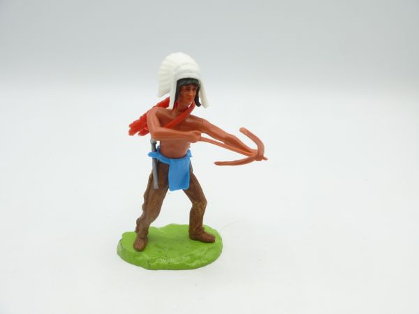 Elastolin 7 cm Indianer stehend mit Bogen - weitere Waffen im Gurt